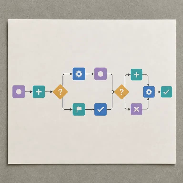 A close-up of a denser user-flow style flowchart