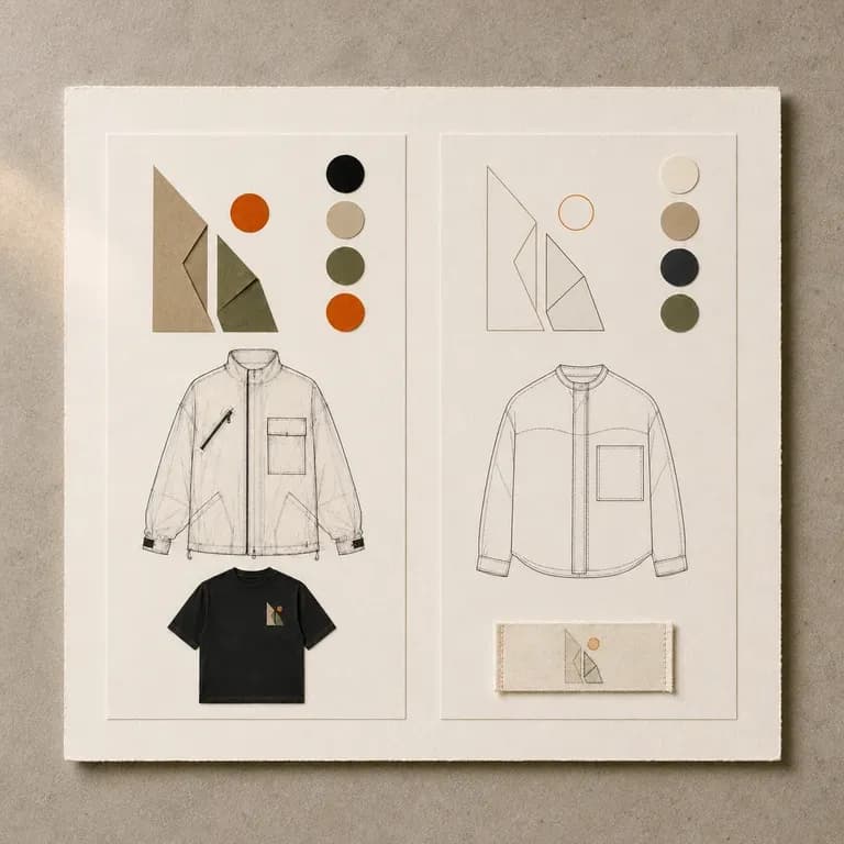 Two clothing brand direction thumbnails placed side by side for comparison
