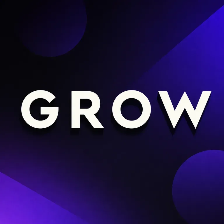 A close-up of the word GROW styled as a poster headline