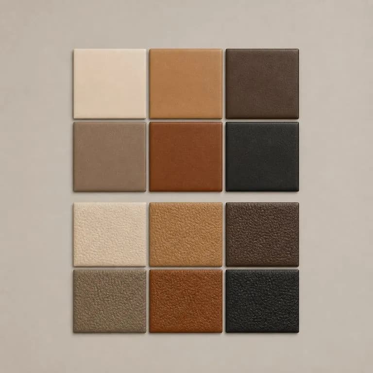 Two leather material sets laid out in identical channel order for comparison